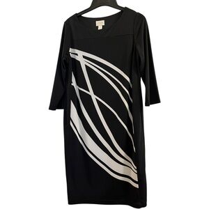 26. Chicos sheath long sleeve dress black white size 1 (Med)